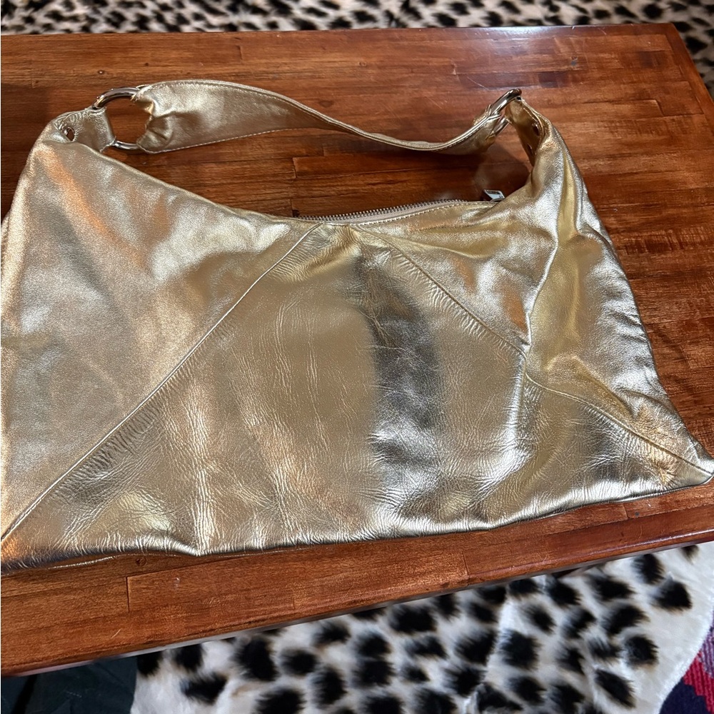 HOBO Metallic Gold Shoulder Hobo